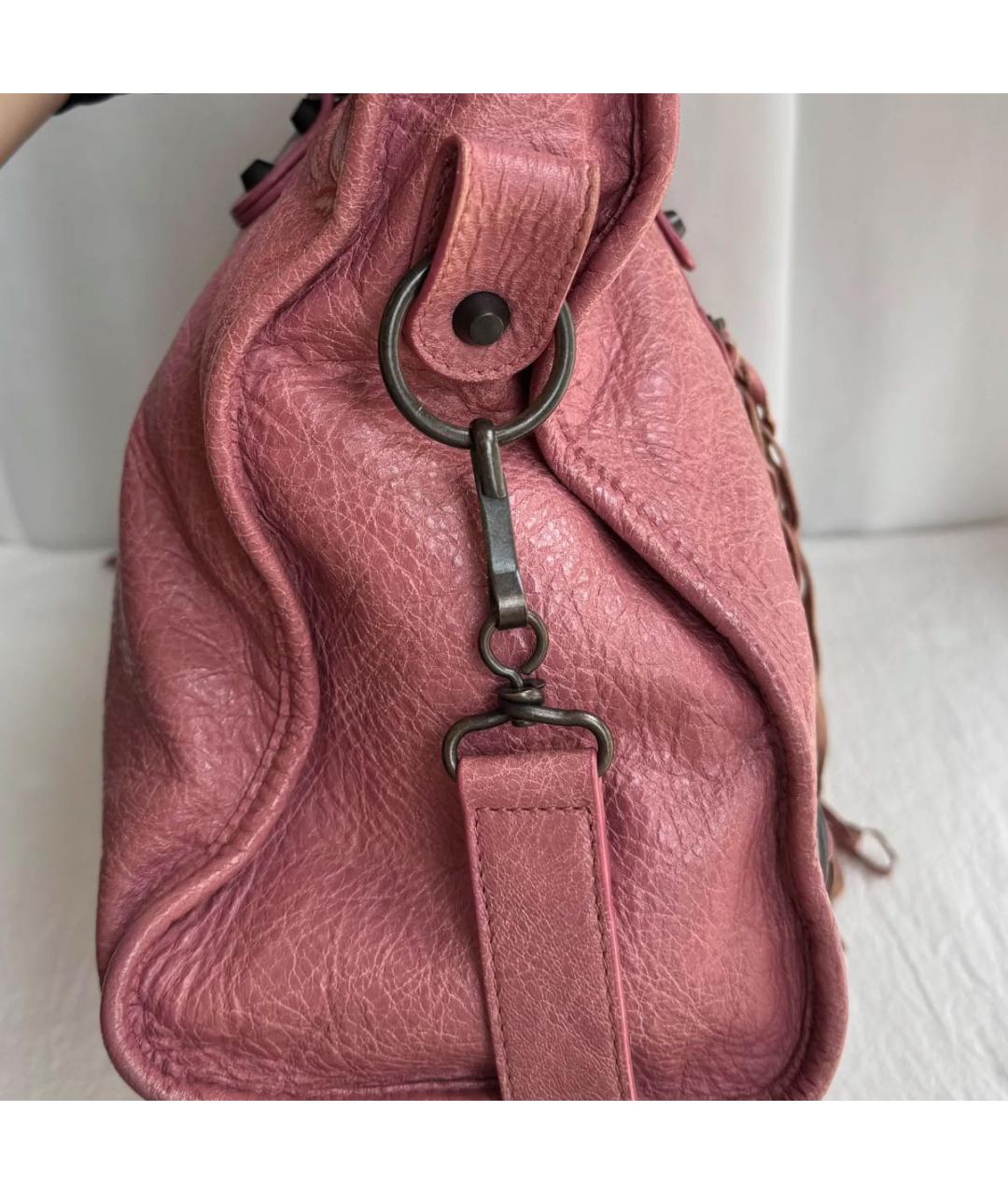 BALENCIAGA Розовая кожаная сумка с короткими ручками, фото 4