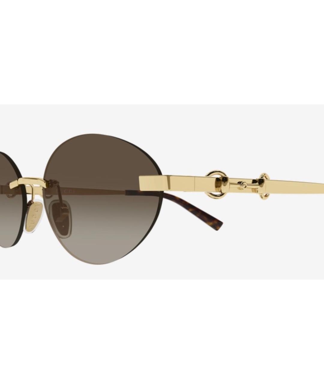 GUCCI Золотые металлические солнцезащитные очки, фото 2