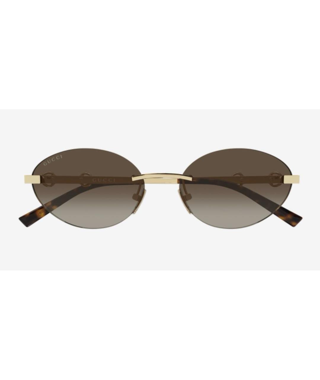 GUCCI Золотые металлические солнцезащитные очки, фото 3