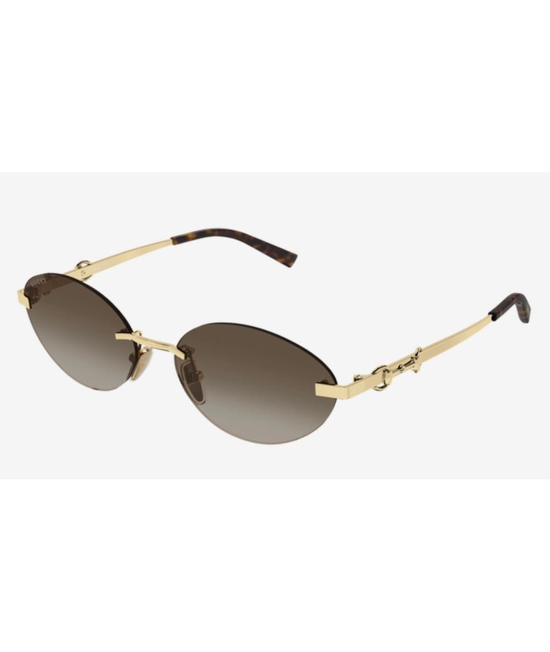 GUCCI Золотые металлические солнцезащитные очки, фото 5
