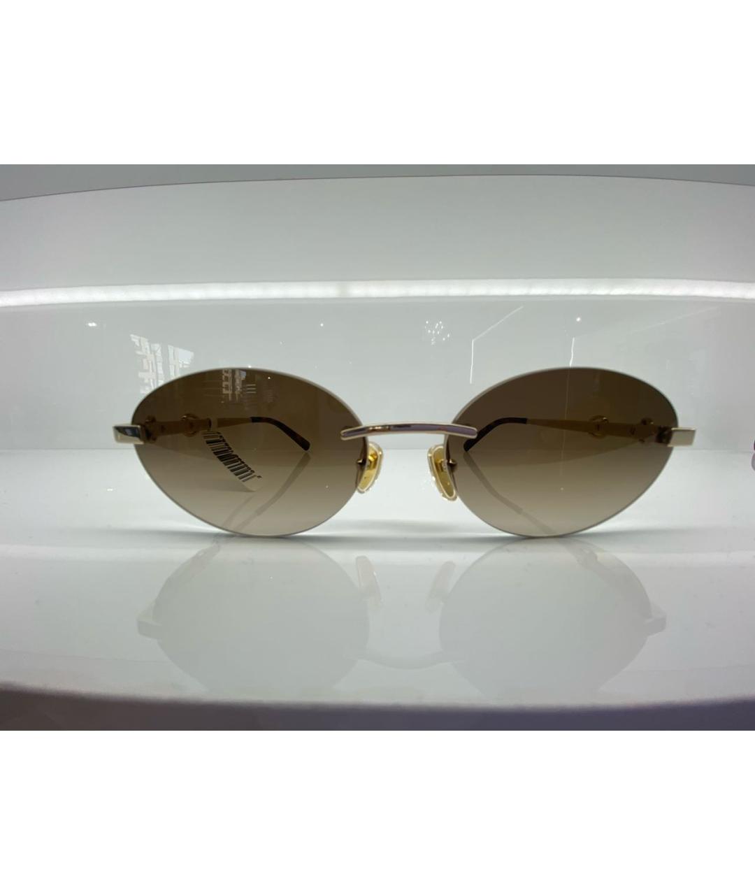 GUCCI Золотые металлические солнцезащитные очки, фото 4