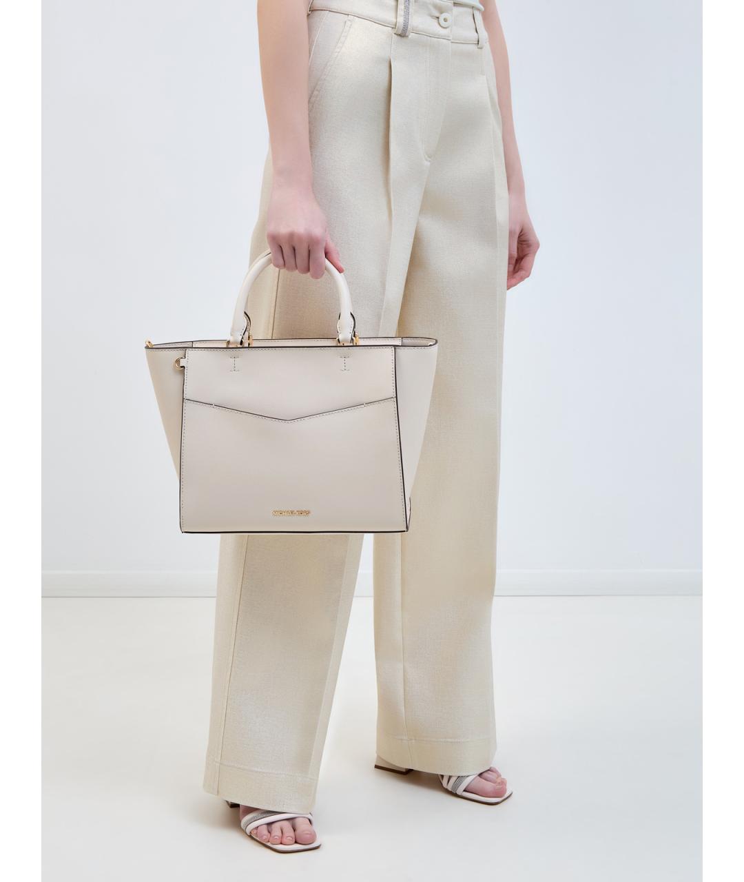 MICHAEL MICHAEL KORS Белая кожаная сумка тоут, фото 2