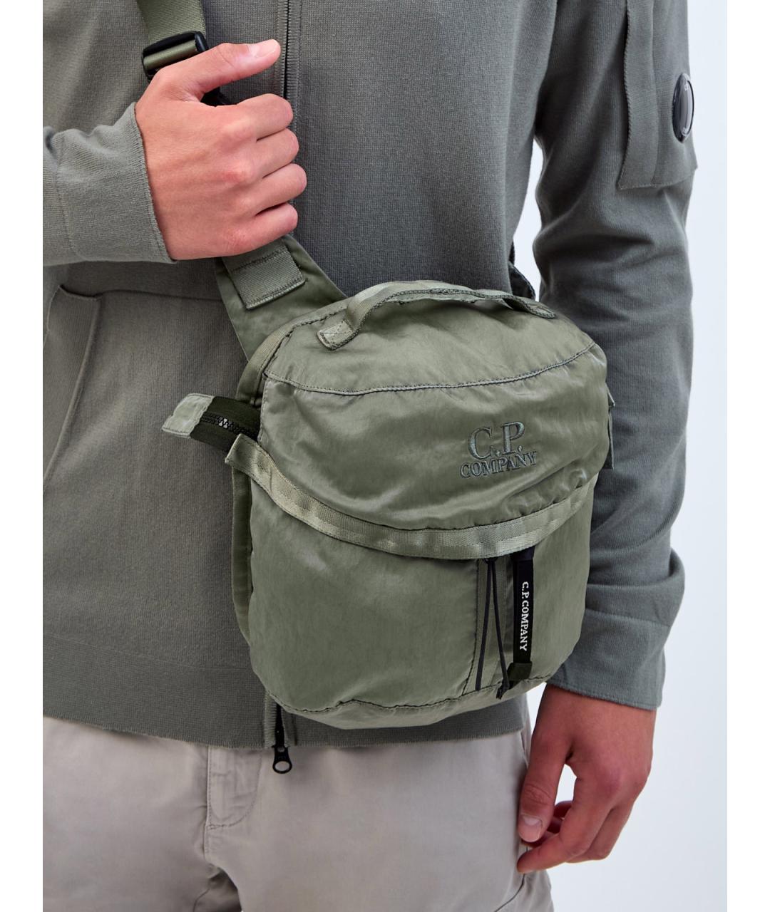 CP COMPANY Зеленая синтетическая барсетка, фото 2