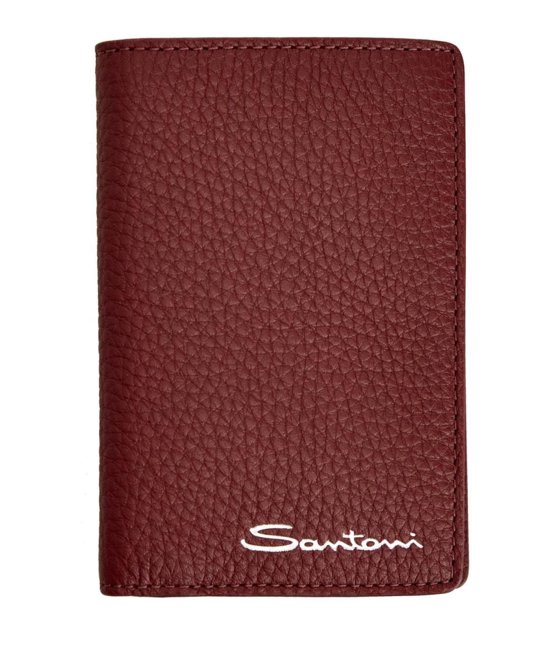 SANTONI Бордовая кожаная визитница, фото 1