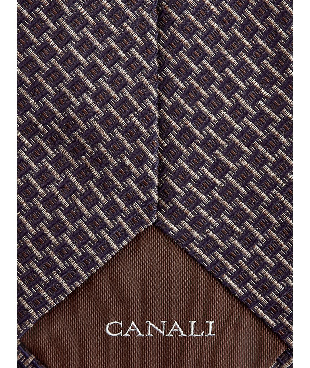 CANALI Коричневый шелковый галстук, фото 3