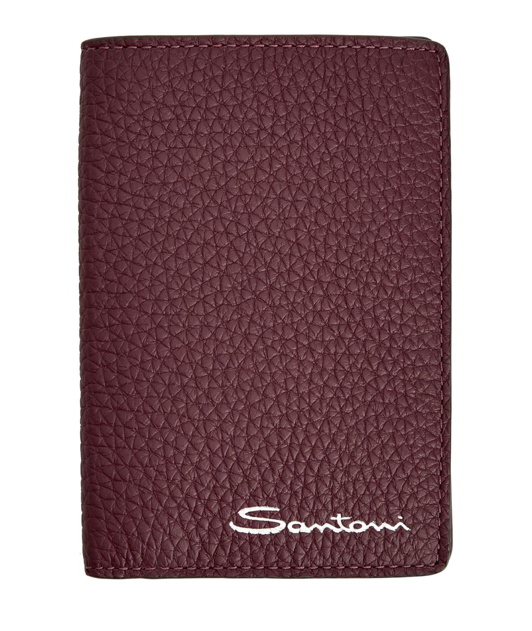 SANTONI Бордовая кожаная визитница, фото 1
