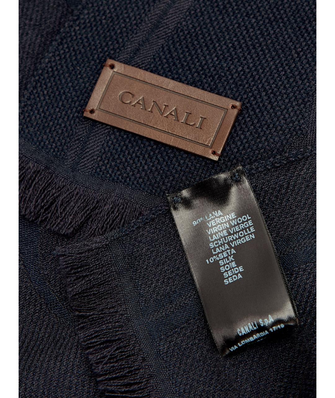 CANALI Синий шерстяной шарф, фото 4