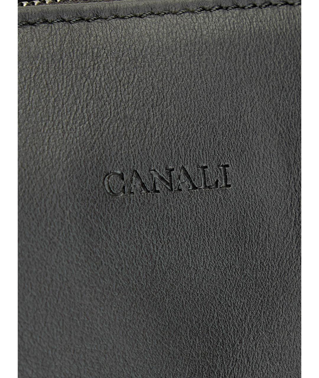CANALI Черная кожаная сумка тоут, фото 6