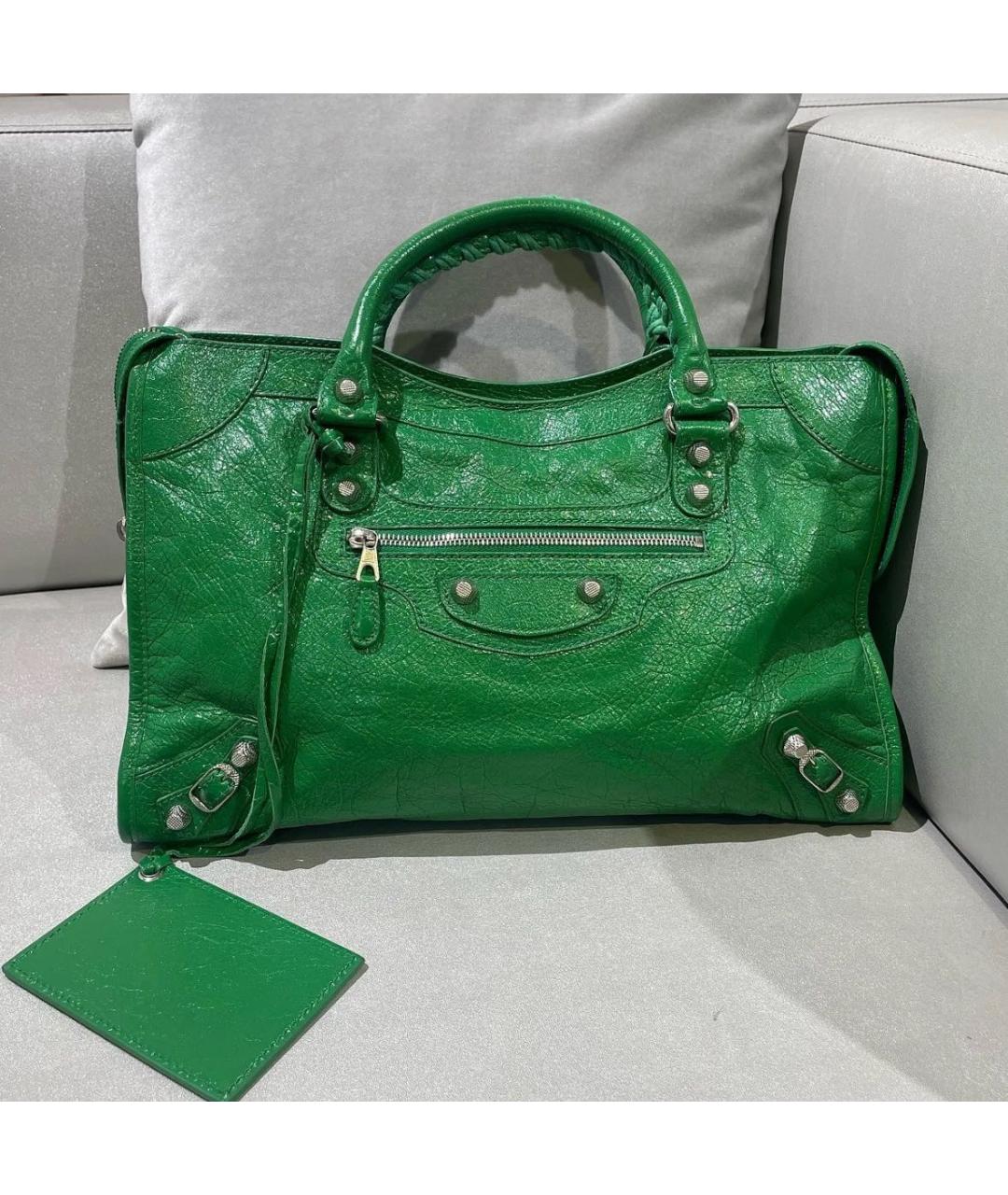BALENCIAGA Зеленая кожаная сумка с короткими ручками, фото 2