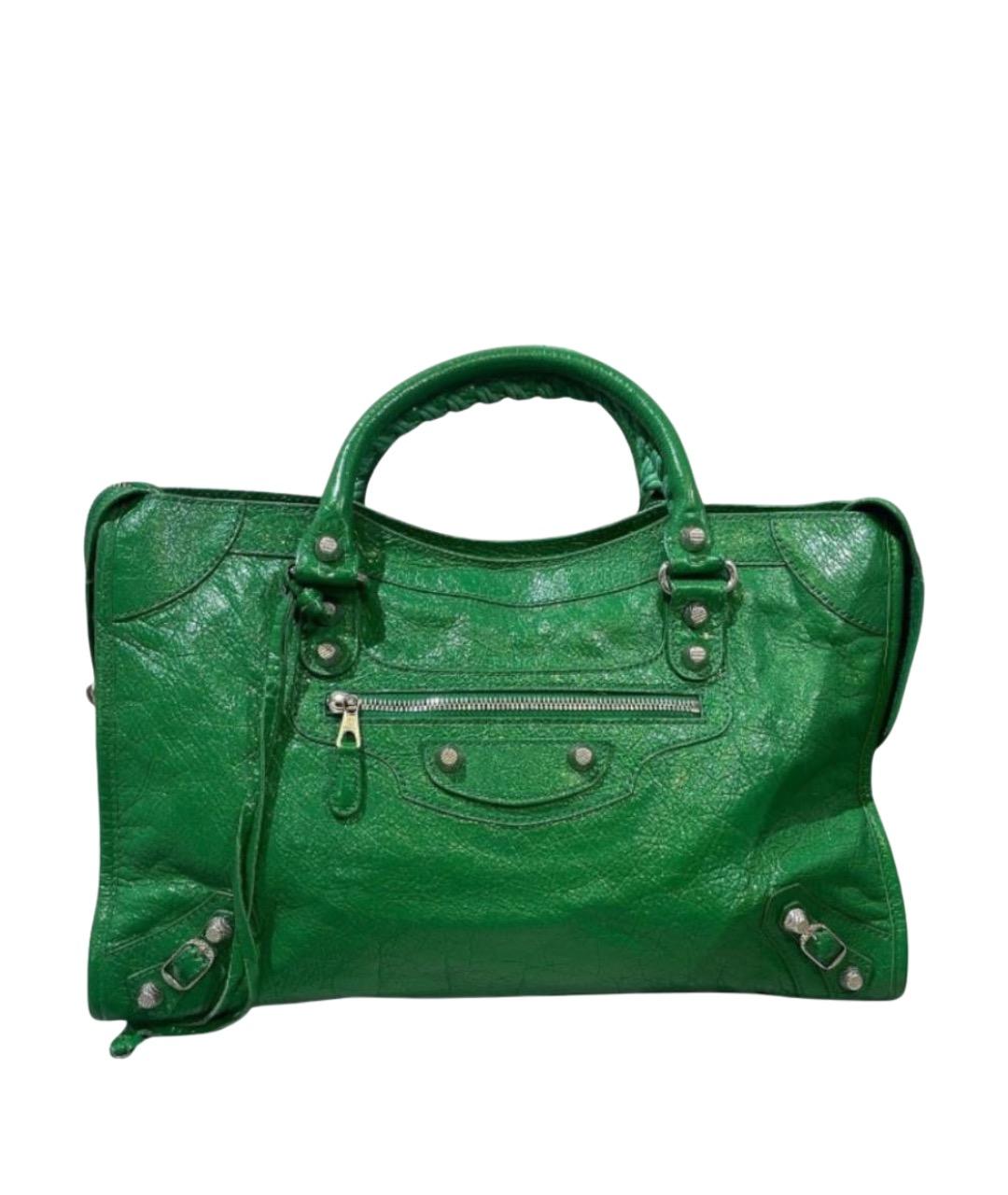 BALENCIAGA Зеленая кожаная сумка с короткими ручками, фото 1