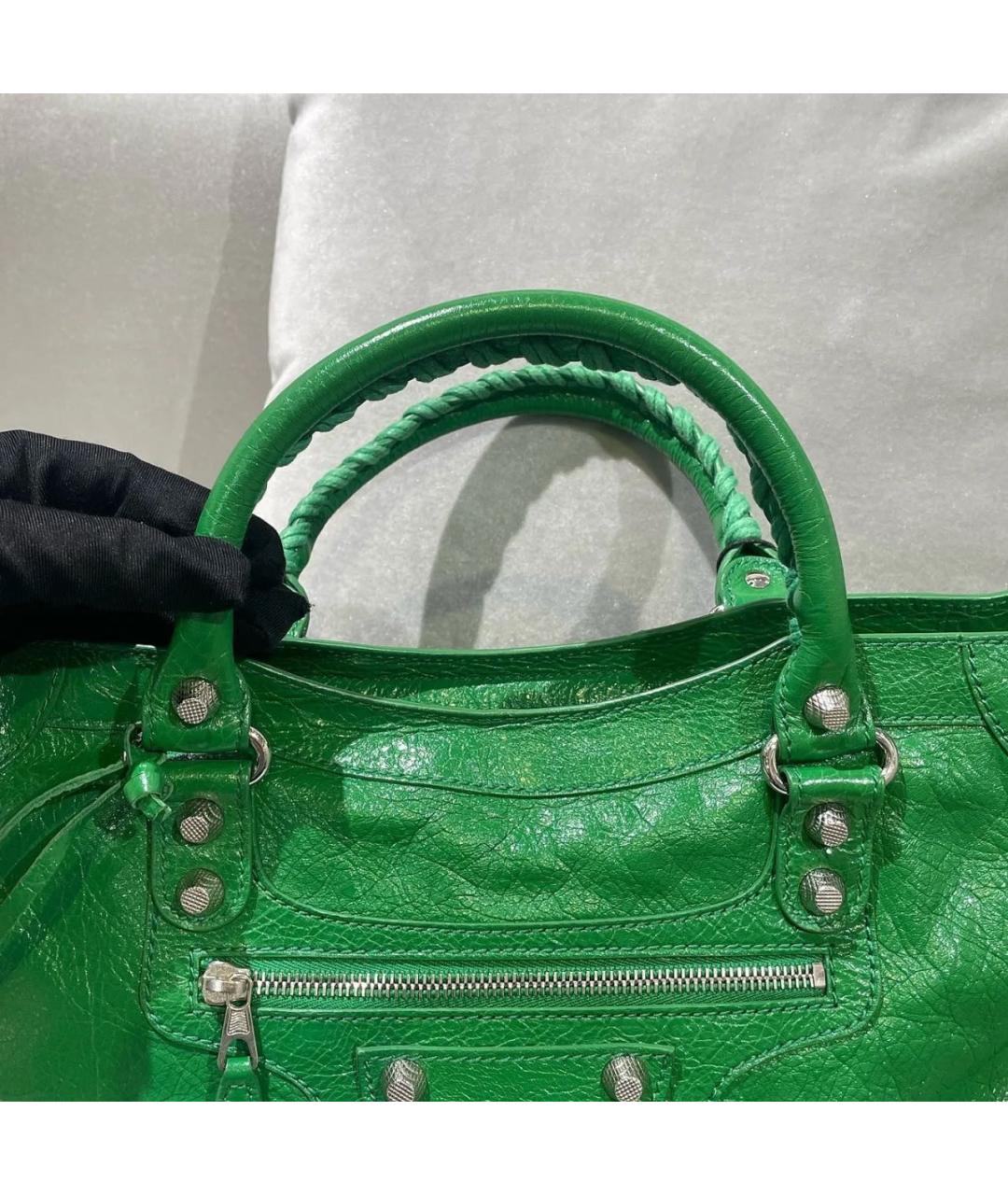 BALENCIAGA Зеленая кожаная сумка с короткими ручками, фото 5