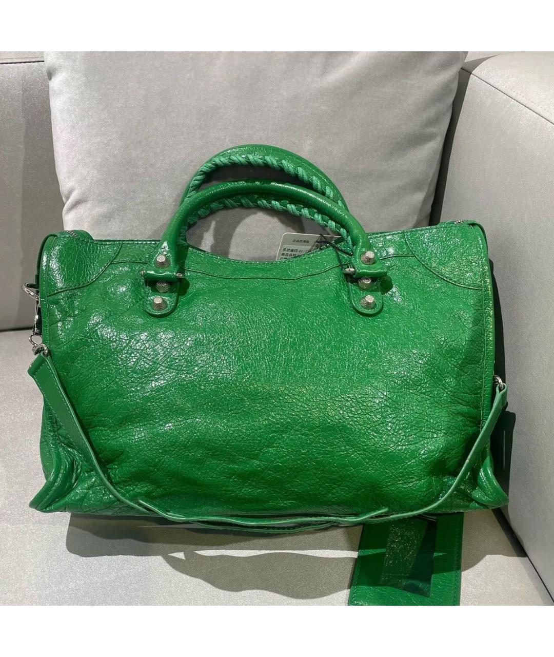 BALENCIAGA Зеленая кожаная сумка с короткими ручками, фото 3