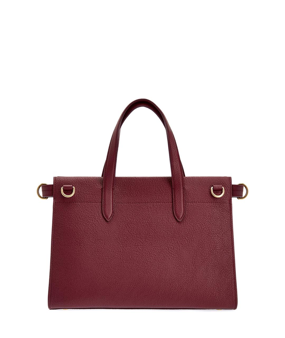 BURBERRY Бордовая кожаная сумка тоут, фото 5