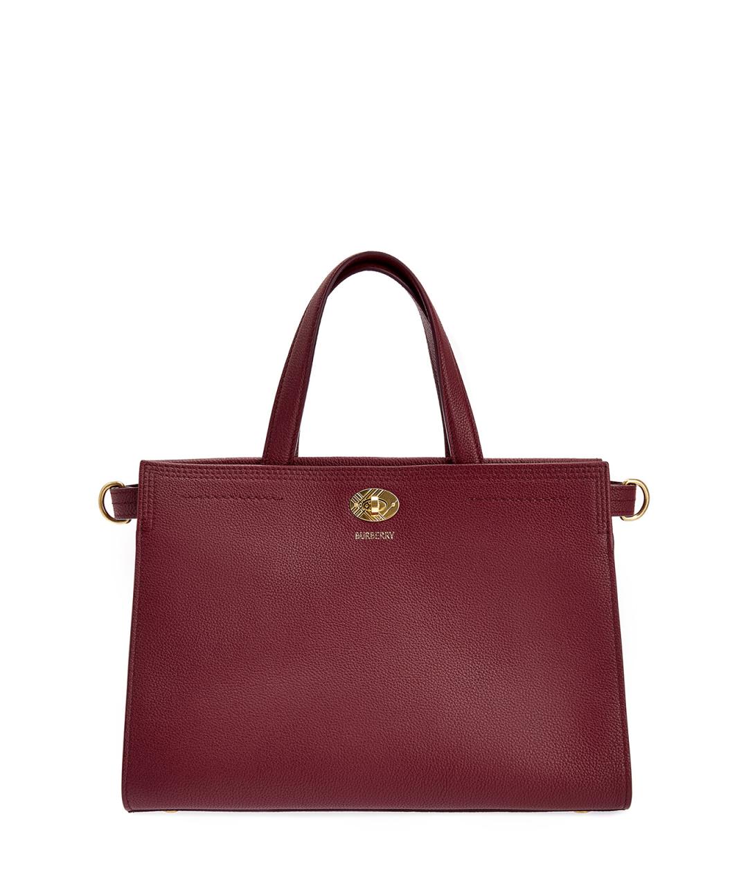 BURBERRY Бордовая кожаная сумка тоут, фото 1