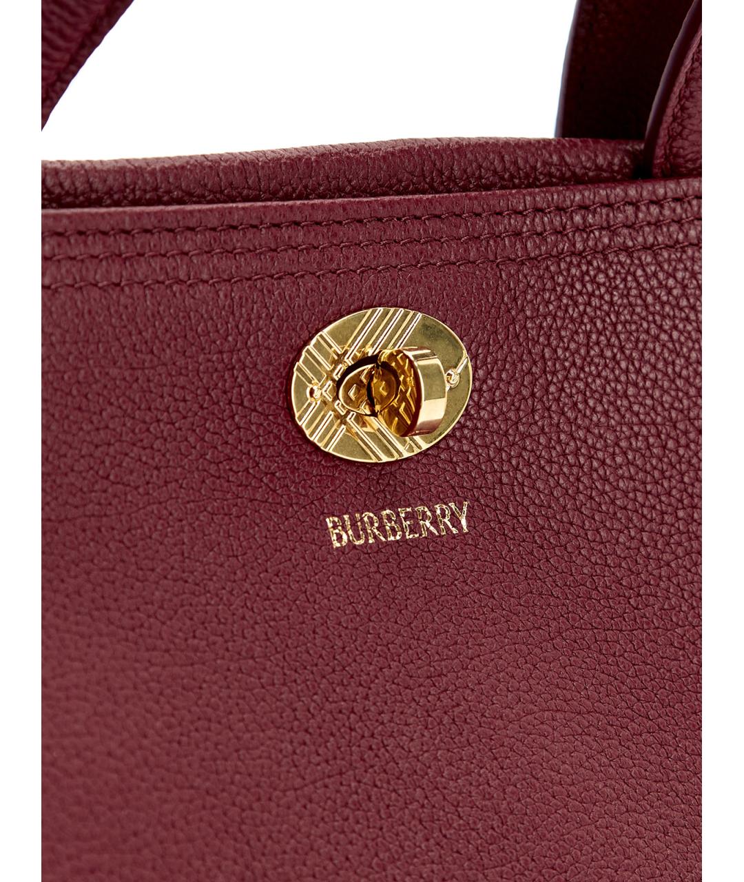 BURBERRY Бордовая кожаная сумка тоут, фото 6