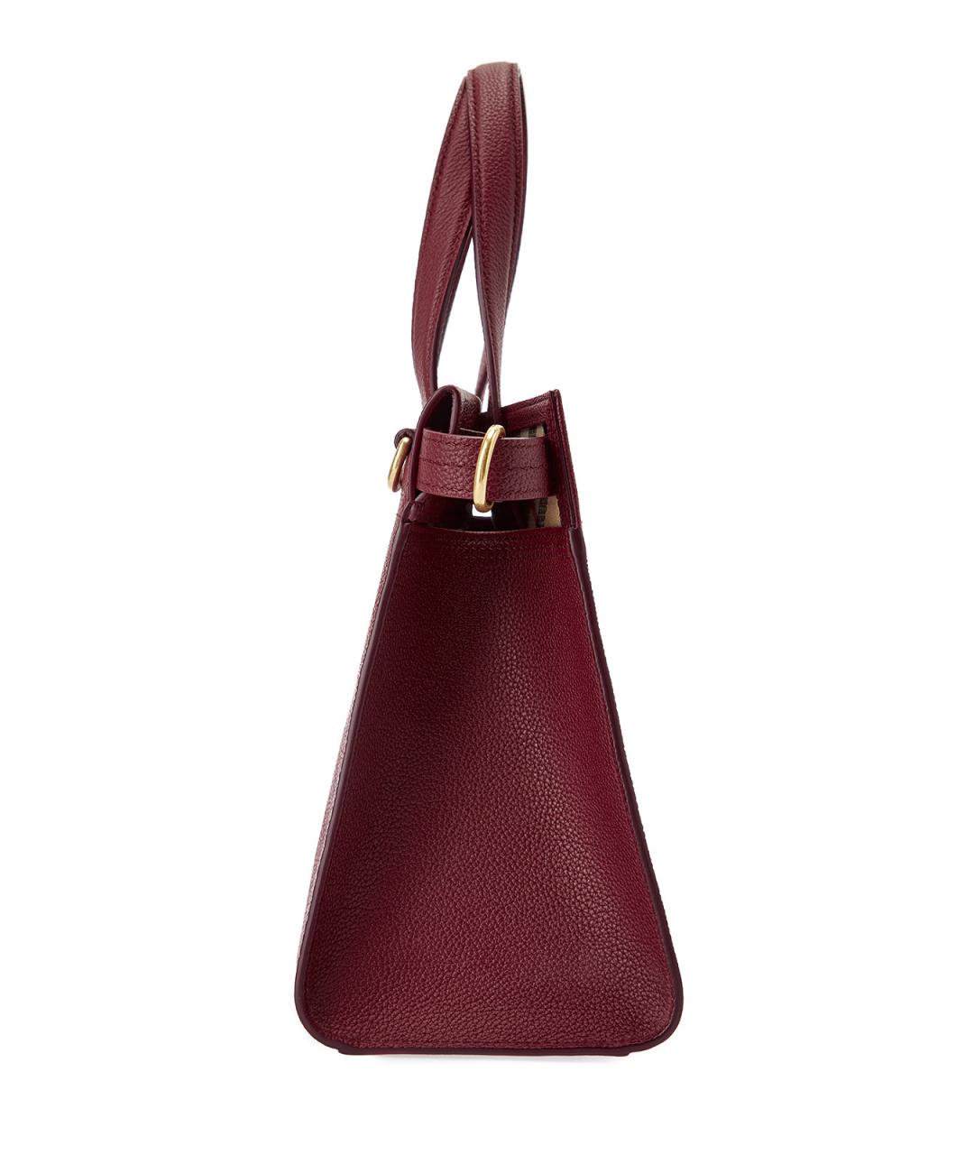 BURBERRY Бордовая кожаная сумка тоут, фото 4
