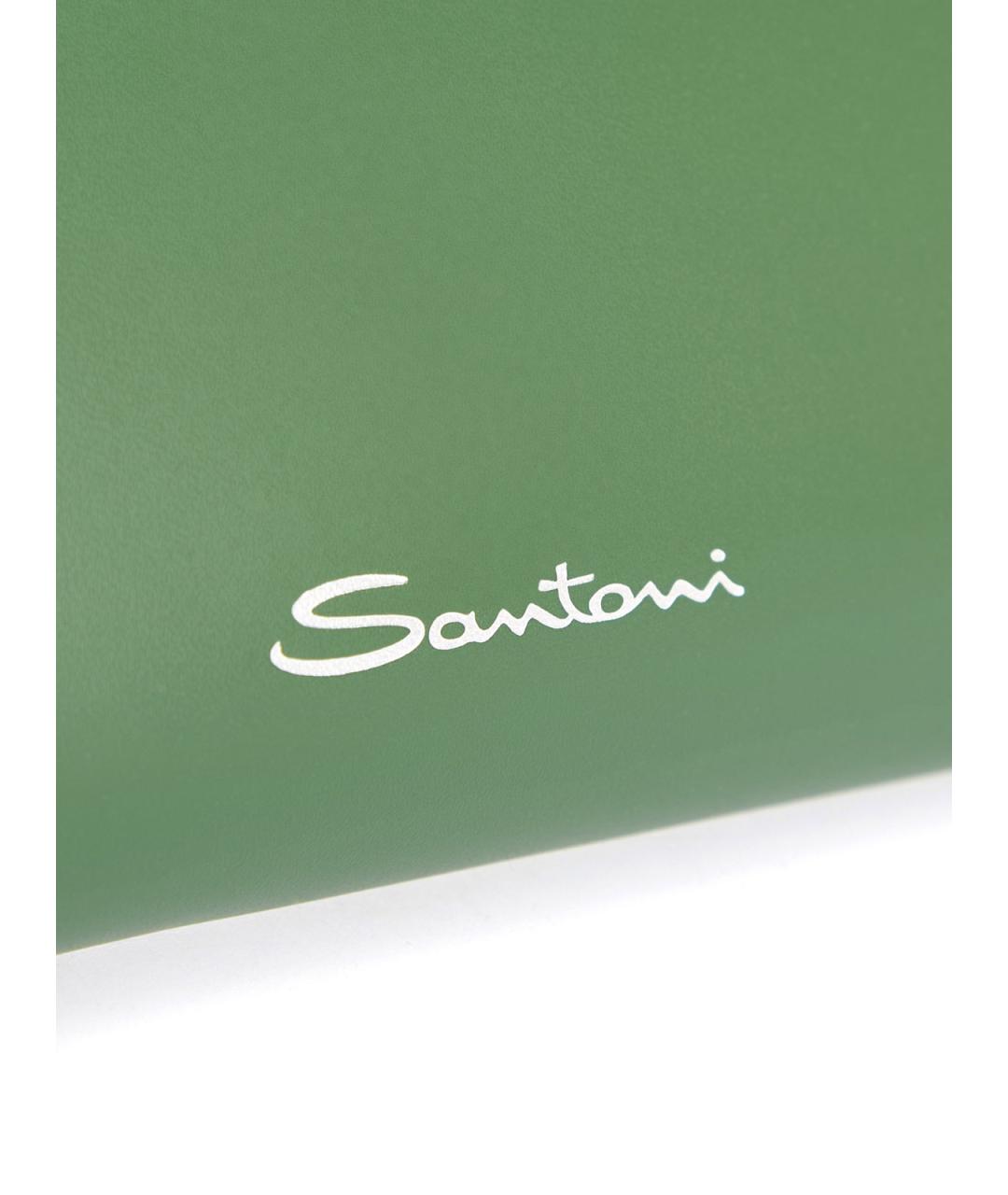 SANTONI Зеленая кожаная косметичка, фото 6