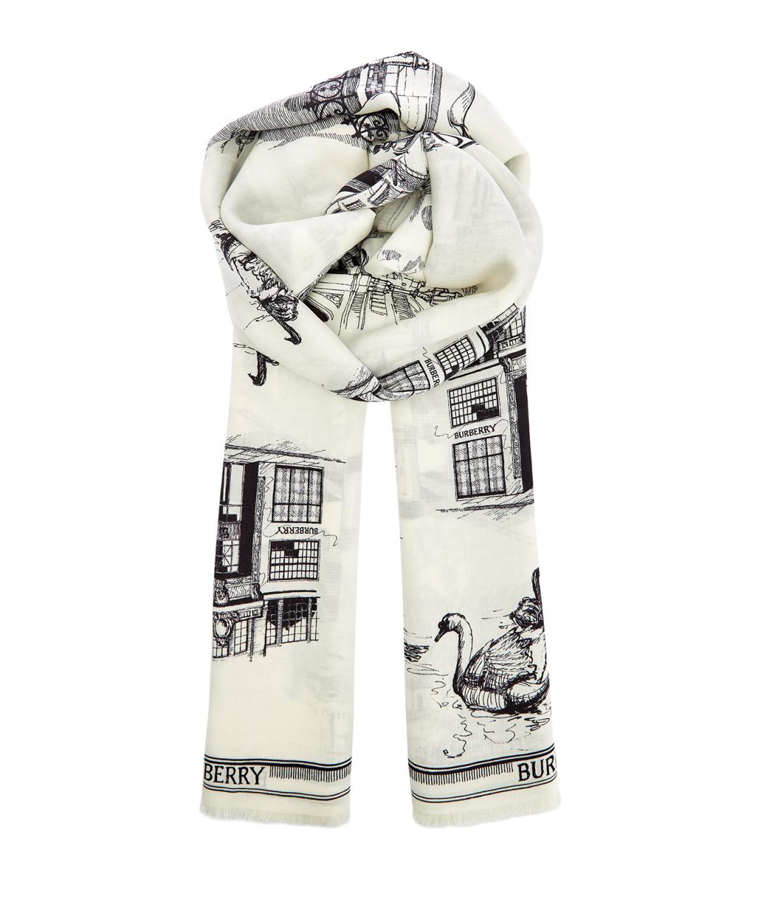 BURBERRY Белый шелковый платок, фото 1