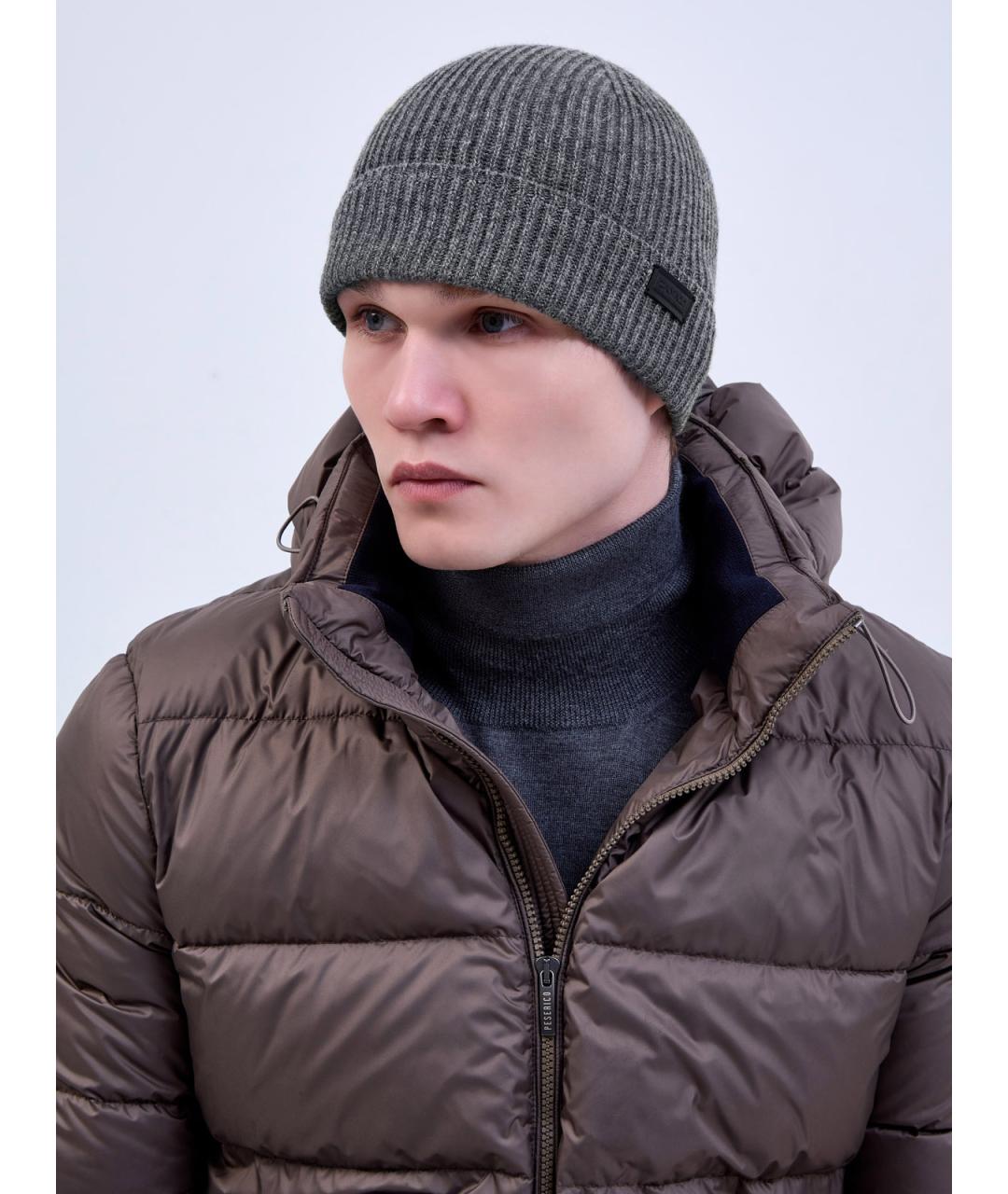 CANALI Серая шерстяная шапка, фото 2