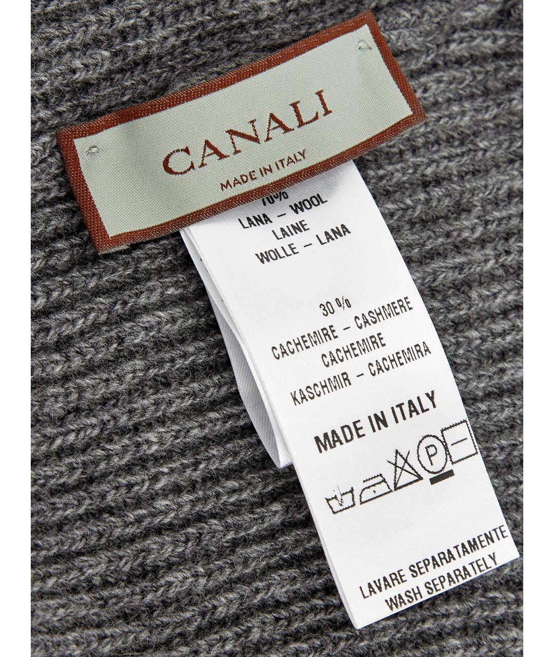 CANALI Серая шерстяная шапка, фото 5