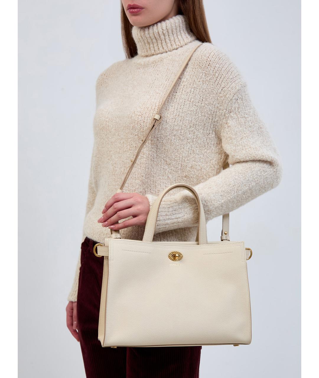 BURBERRY Бежевая кожаная сумка с короткими ручками, фото 2