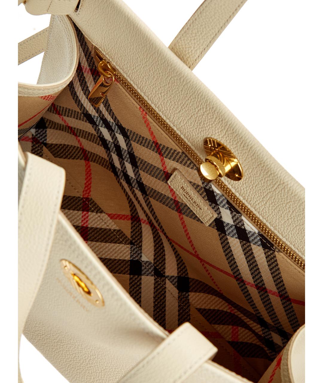 BURBERRY Бежевая кожаная сумка с короткими ручками, фото 7