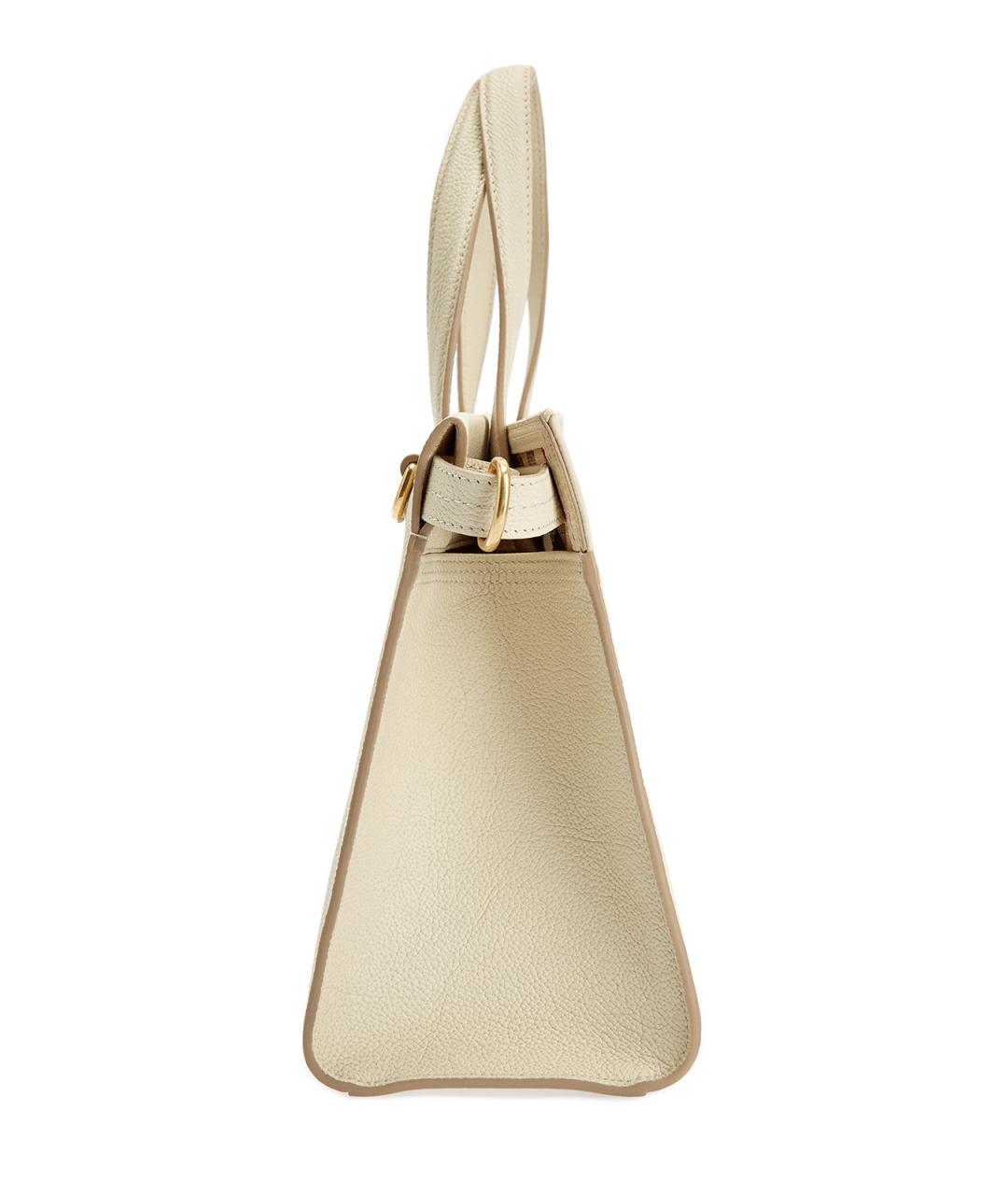 BURBERRY Бежевая кожаная сумка с короткими ручками, фото 4