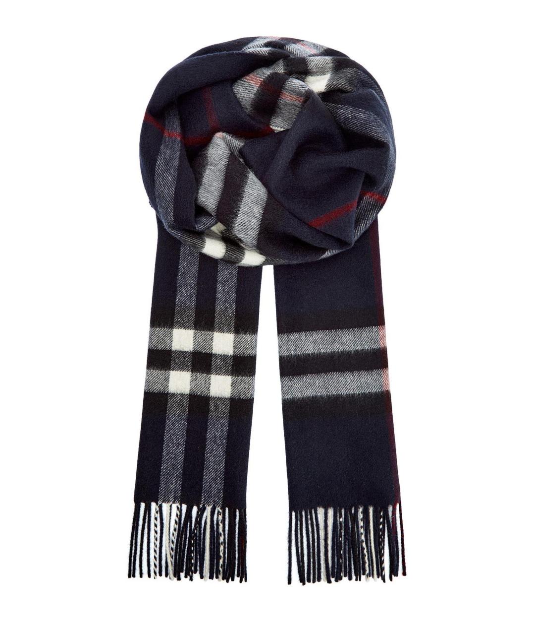 BURBERRY Синий кашемировый шарф, фото 1