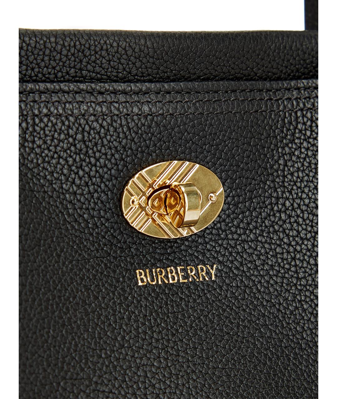 BURBERRY Черная кожаная сумка с короткими ручками, фото 6