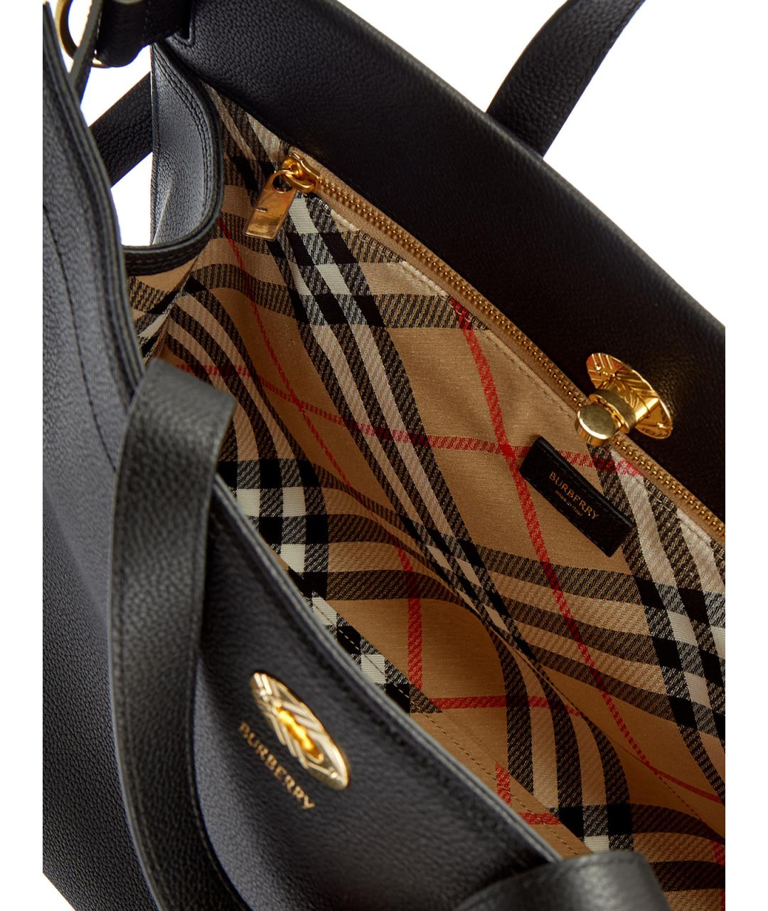 BURBERRY Черная кожаная сумка с короткими ручками, фото 7