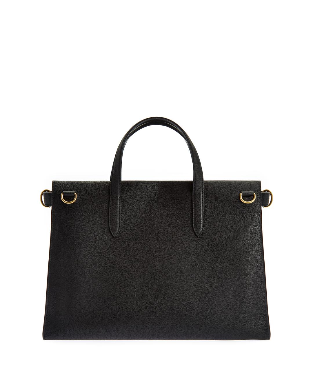 BURBERRY Черная кожаная сумка с короткими ручками, фото 5