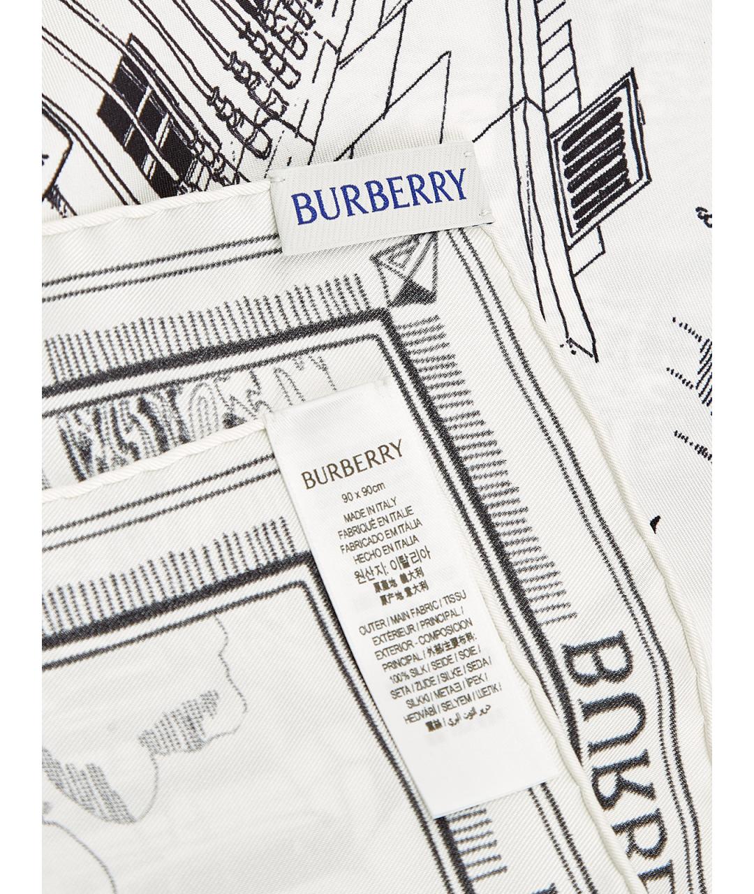 BURBERRY Белый шелковый платок, фото 4