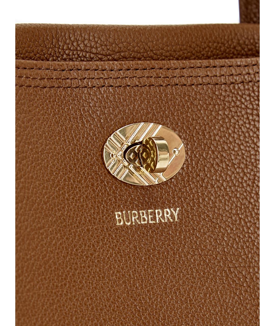 BURBERRY Коричневая кожаная сумка с короткими ручками, фото 6