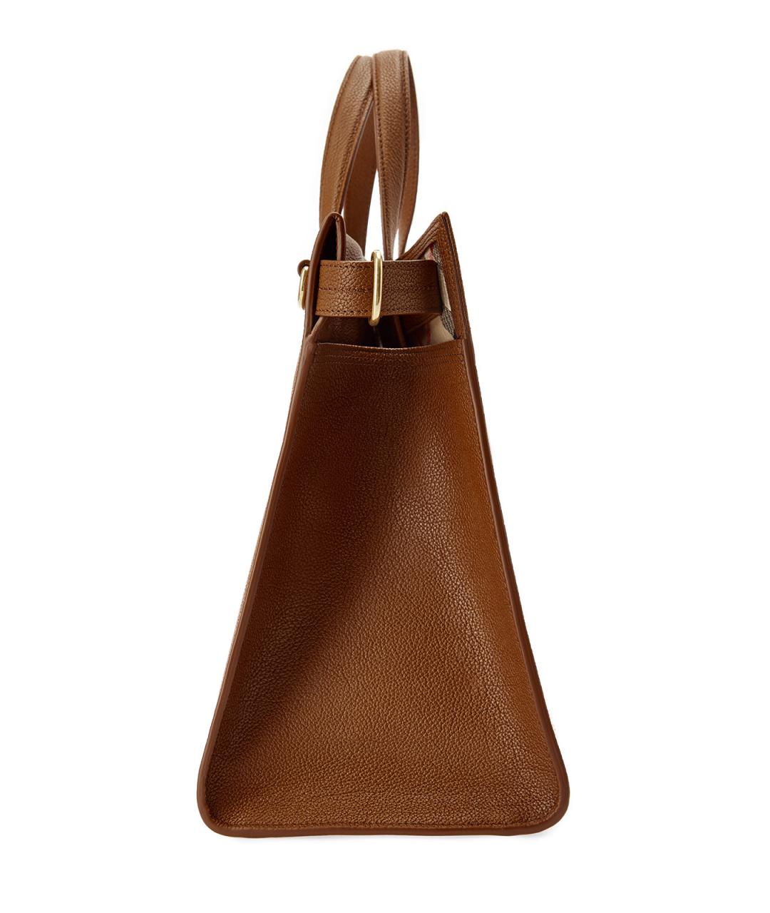 BURBERRY Коричневая кожаная сумка с короткими ручками, фото 4