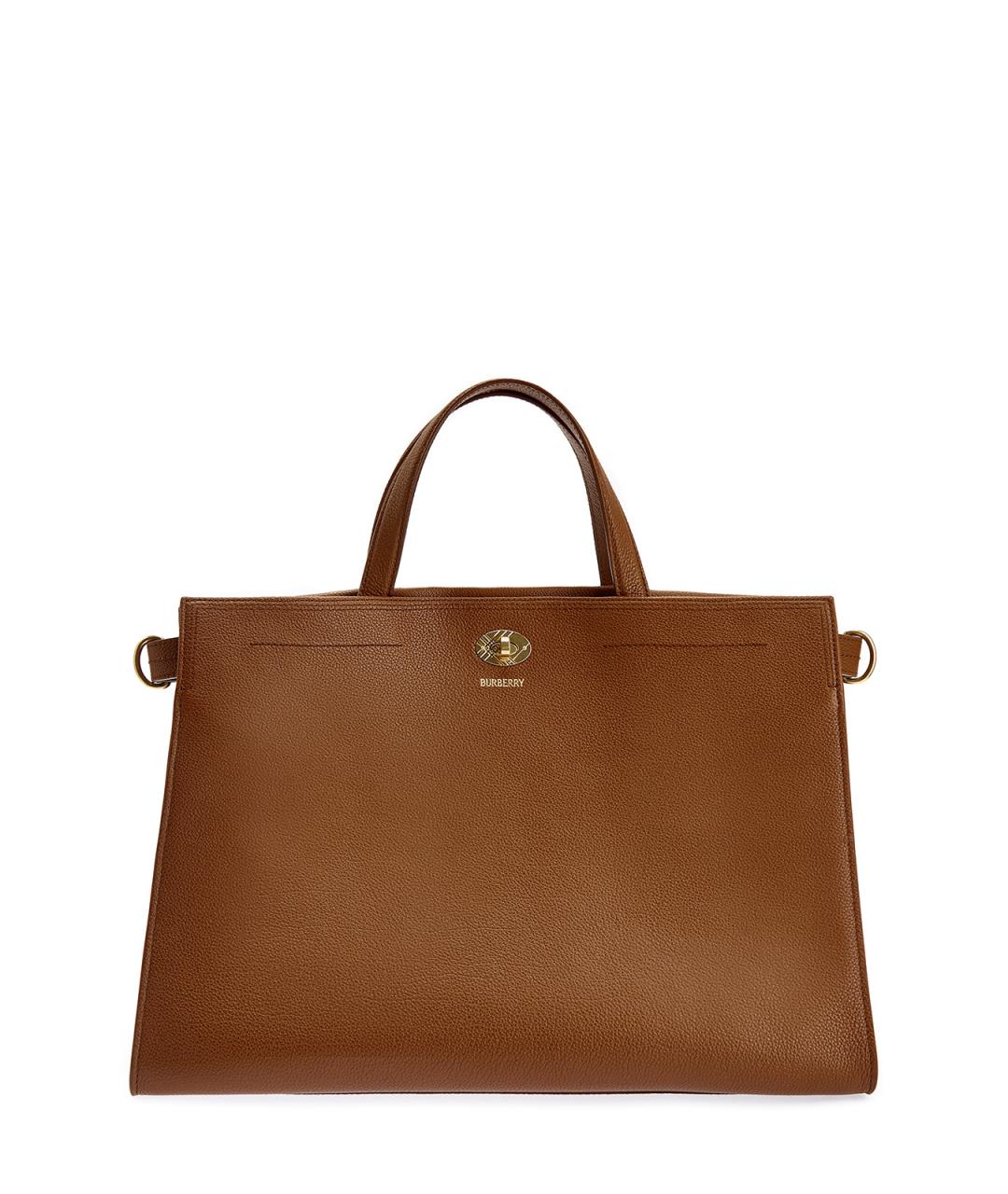 BURBERRY Коричневая кожаная сумка с короткими ручками, фото 1