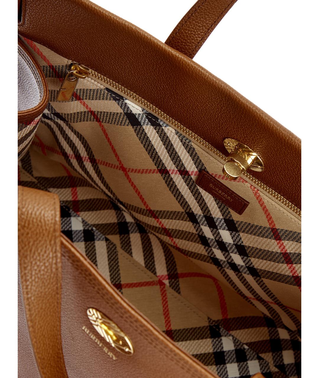 BURBERRY Коричневая кожаная сумка с короткими ручками, фото 7