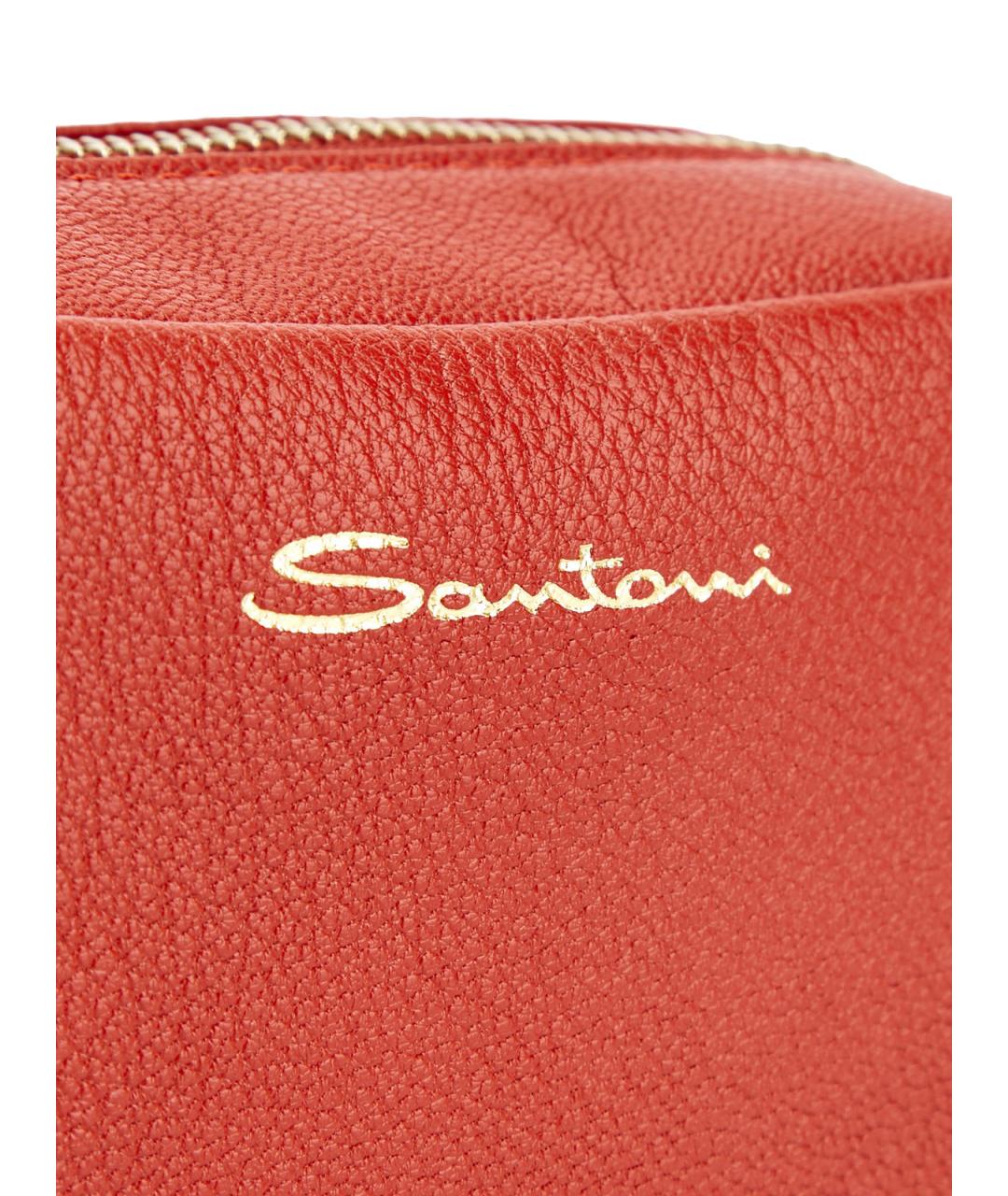 SANTONI Красная кожаная косметичка, фото 6