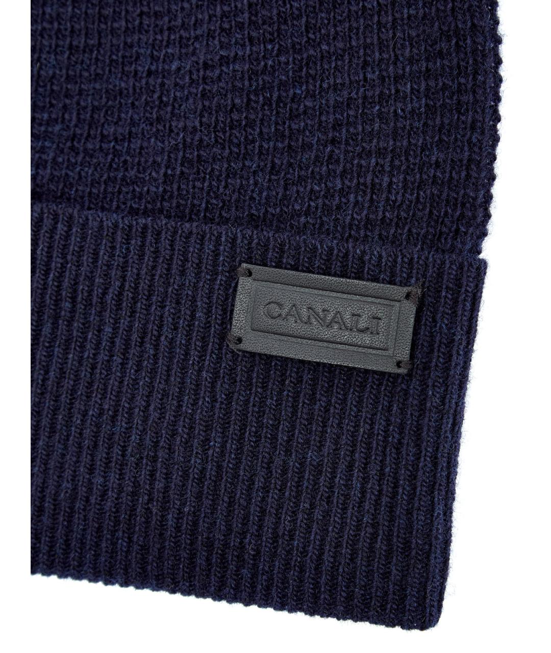 CANALI Синяя шерстяная шапка, фото 3