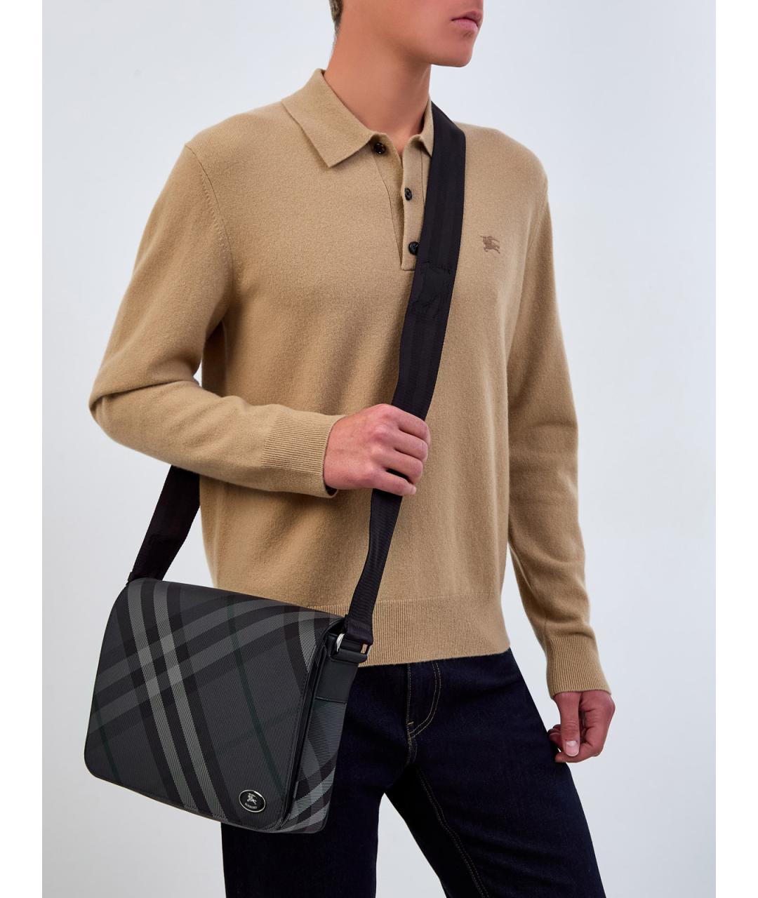 BURBERRY Серая синтетическая сумка на плечо, фото 2