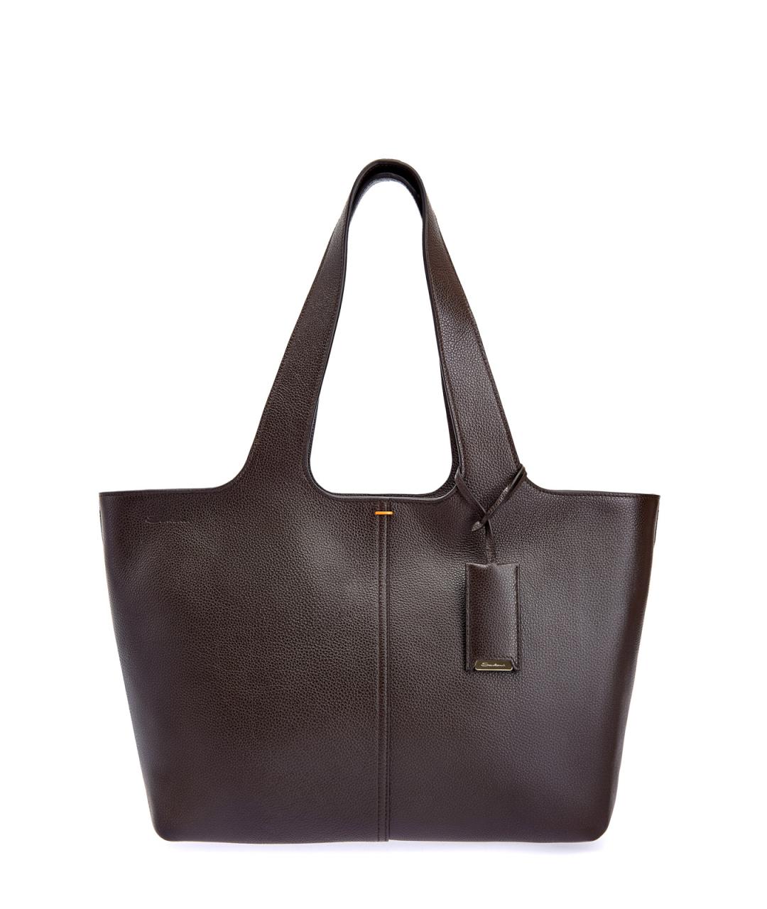 SANTONI Коричневая кожаная сумка тоут, фото 1