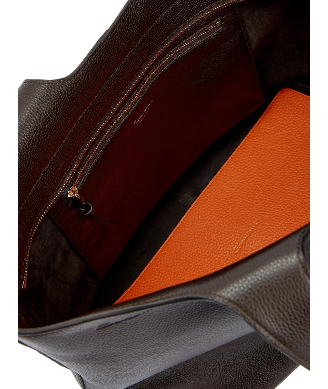 SANTONI Коричневая кожаная сумка тоут, фото 7
