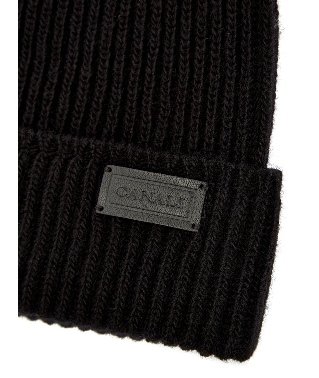 CANALI Черная шерстяная шапка, фото 4