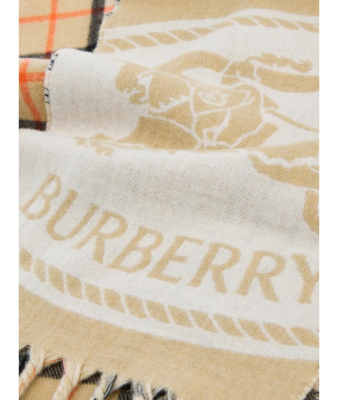 BURBERRY Бежевый кашемировый шарф, фото 3