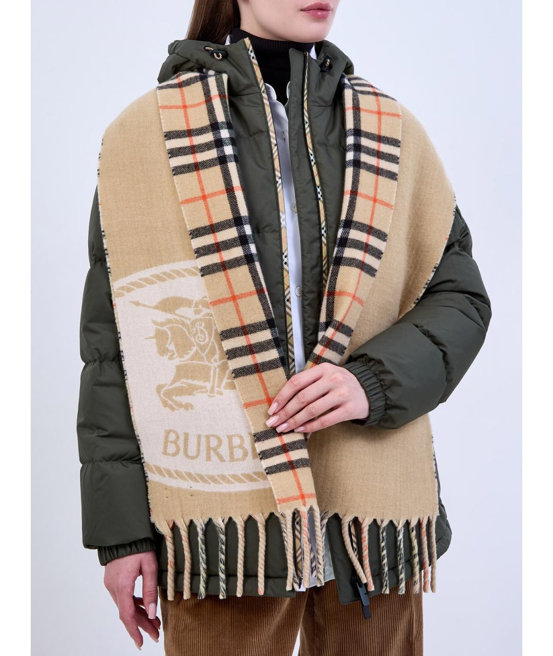 BURBERRY Бежевый кашемировый шарф, фото 2