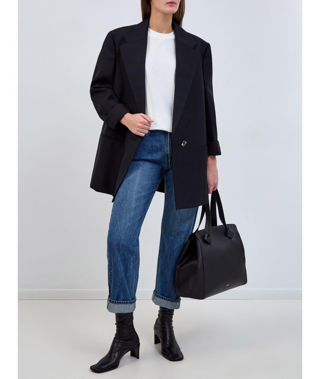 JIL SANDER Черная кожаная сумка тоут, фото 9