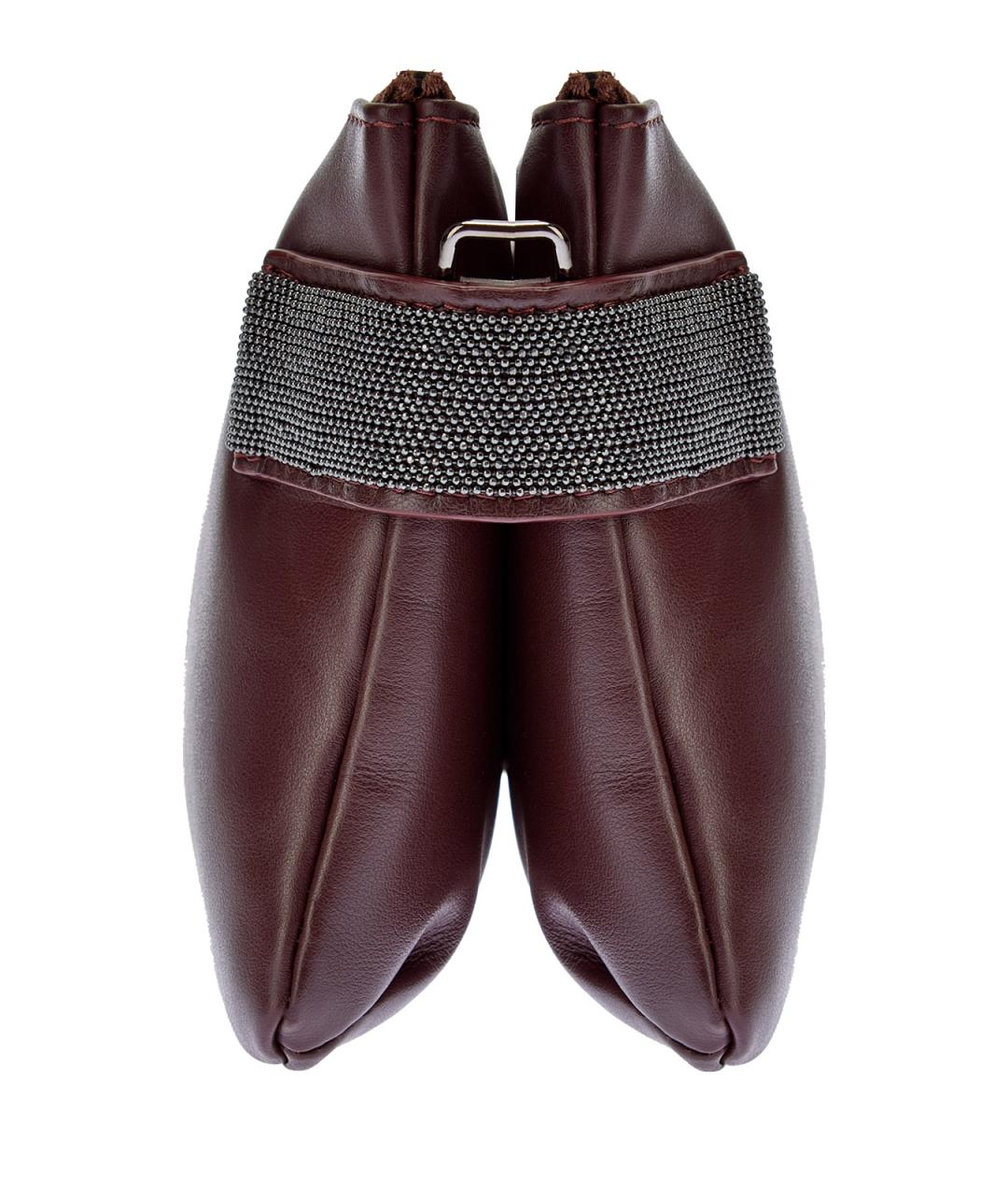 BRUNELLO CUCINELLI Бордовая кожаная сумка через плечо, фото 4