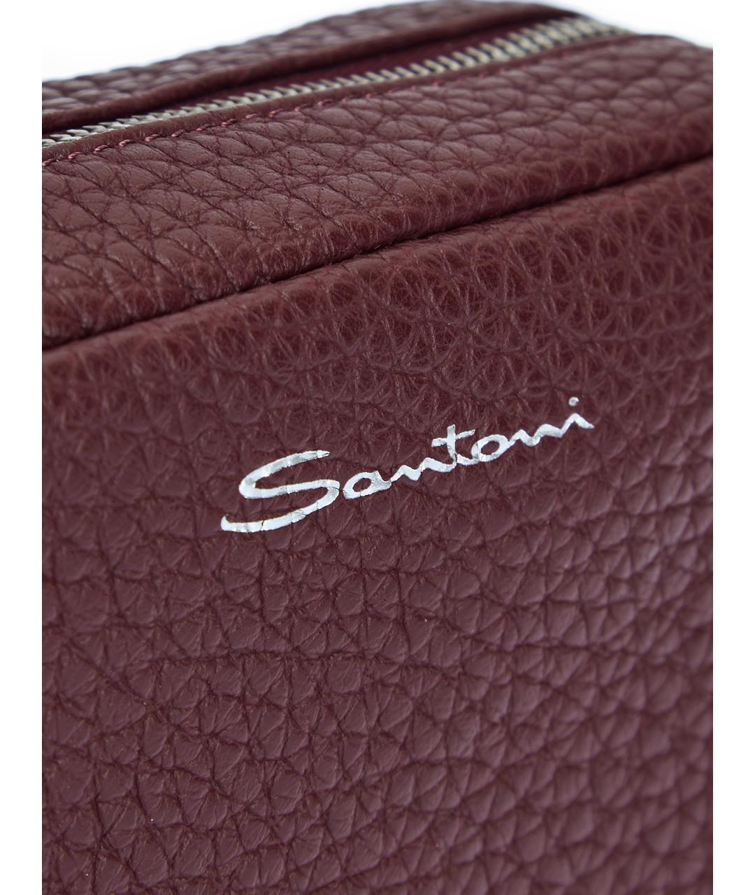 SANTONI Бордовая кожаная косметичка, фото 5