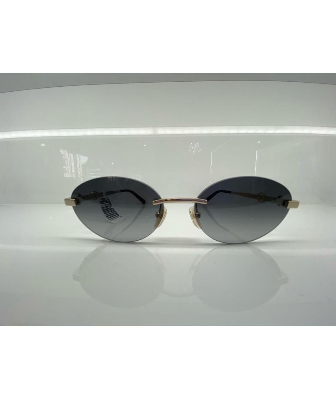 GUCCI Золотые металлические солнцезащитные очки, фото 4