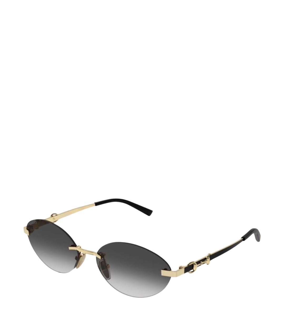 GUCCI Золотые металлические солнцезащитные очки, фото 1