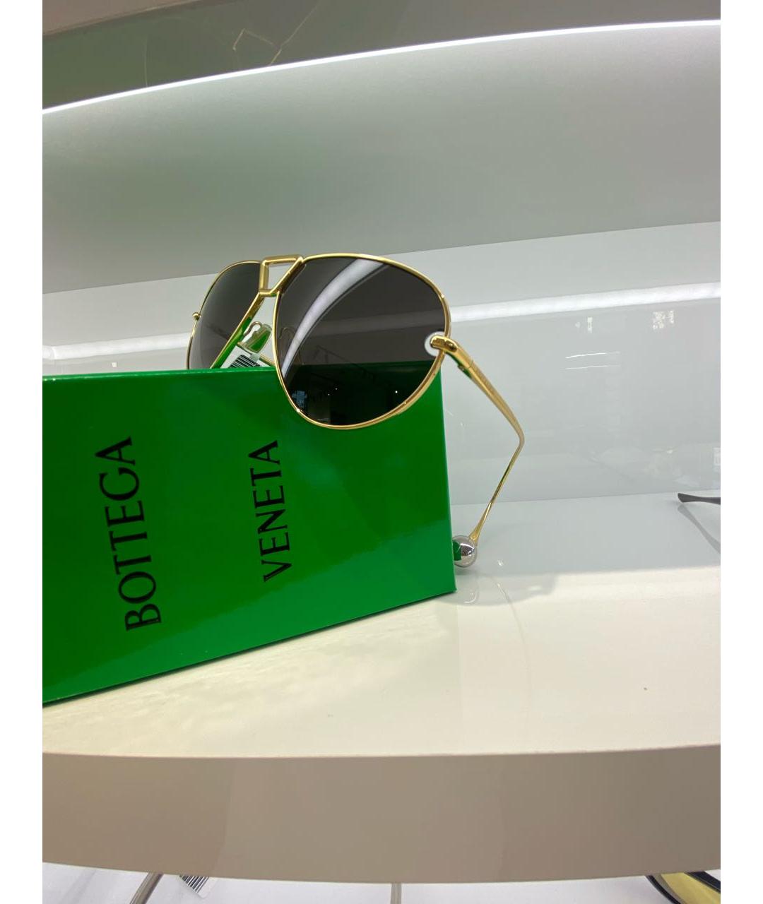 BOTTEGA VENETA Золотые металлические солнцезащитные очки, фото 4